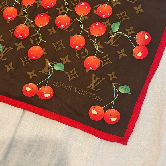 Louis Vuitton x Murakami Large Cherry Monogram Scarf NWT - Picture 2 of 7